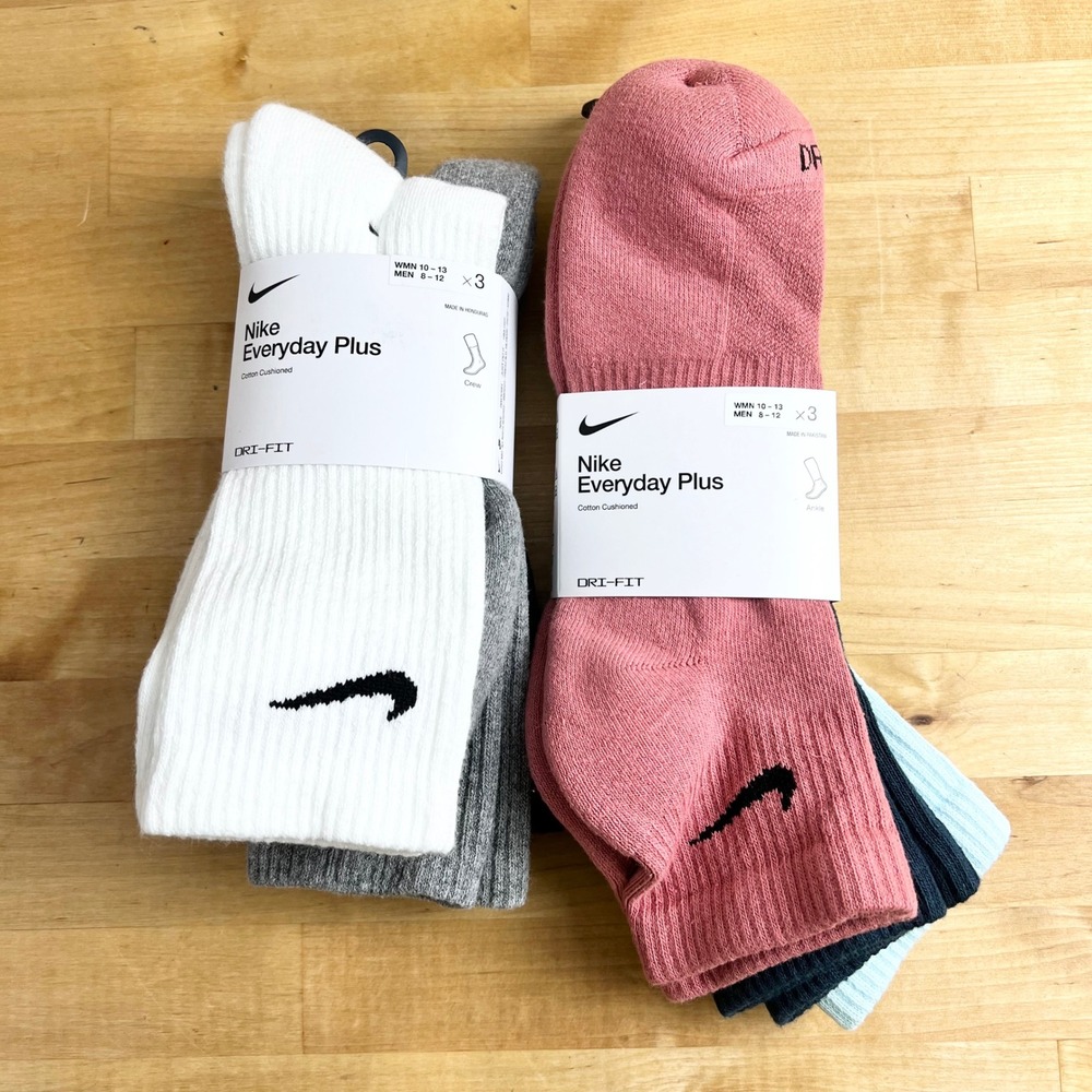 Nike Socks Everyday Plus Cushioned Women Size 10-13 Multi Ankle Crew 6 Pair NEW